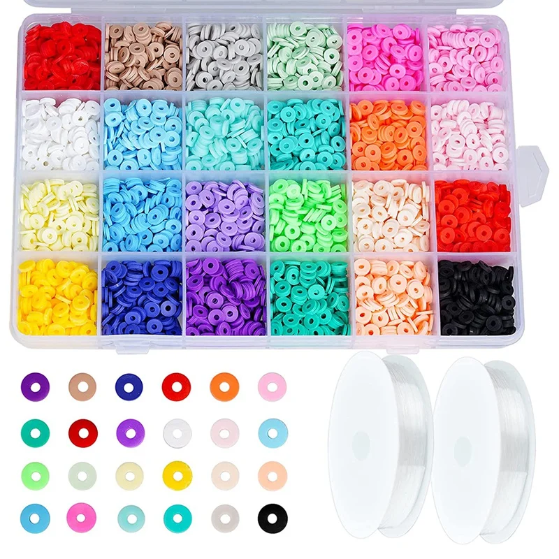 

4800 Polymer Clay Spacer Beads for Jewelry Making 6 Mm Polymer Clay Disc Beads Bracelet Necklace Earrings DIY Process