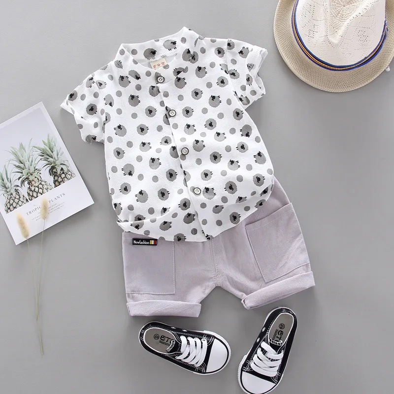 2020 Boys Clothing Summer Cotton Casual Baby Boy Short Sleeve Set T-shirt + shorts 2 pieces kids suit |