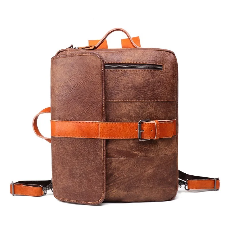 Простой рюкзак из натуральной кожи для мужчин деловые сумки ноутбука мужские
