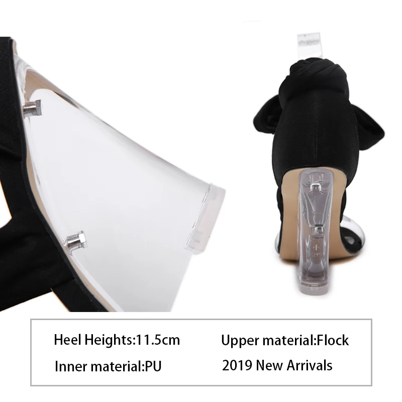 Новые босоножки для женщин Прозрачные туфли на танкетке и высоком каблуке