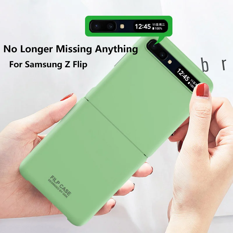 

PC Hard Cover For Samsung Galaxy Z Flip Case Non-slip Bright Solid Color Folding Anti Fingerprint Shockproof Protective Funda