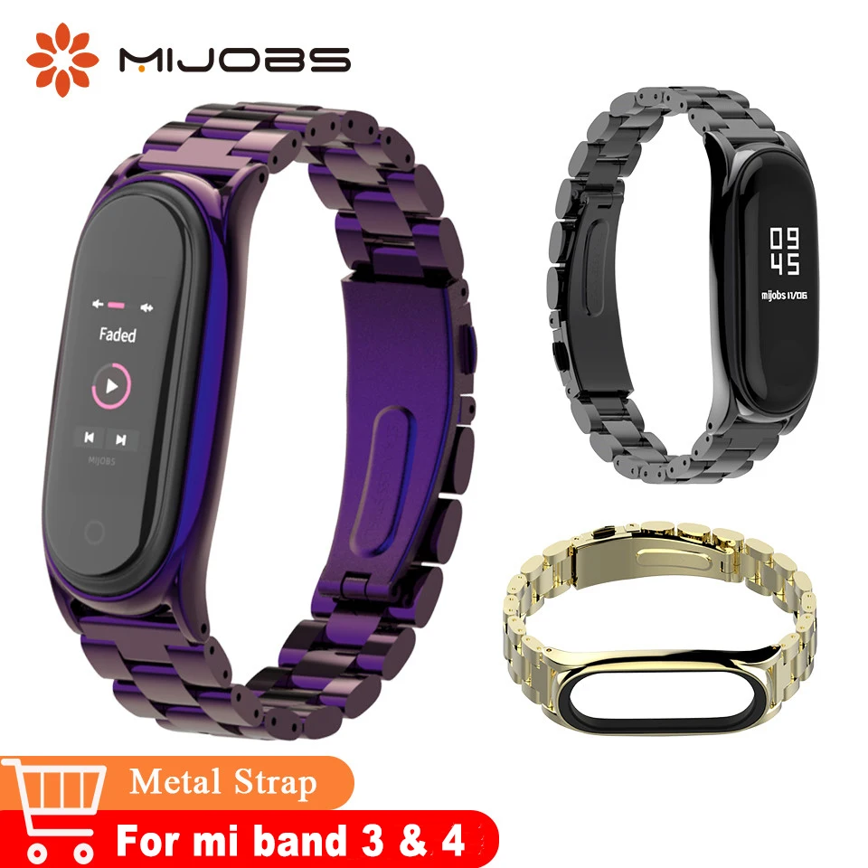 Mi jobs mi Band 4 металлический ремешок из нержавеющей стали для Xiaomi mi Band 3 аксессуары для браслетов умные часы mi 4 браслеты mi band 4