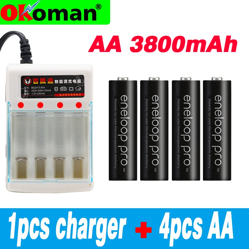 4 шт. батарея основная Pro AA3800 MAH 1 2 V Ni MH камера игрушка предварительно нагреваемый