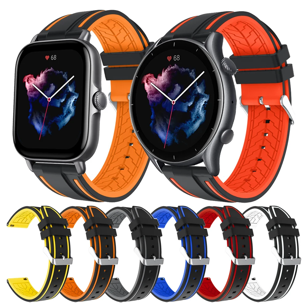 

Silicone Rubber Strap For Amazfit GTR 3 Pro GTR3 GTS 3 GTS3 Wristband GTS 2 2e Bip s u Watch Band Watchband Bracelet 20mm/22mm