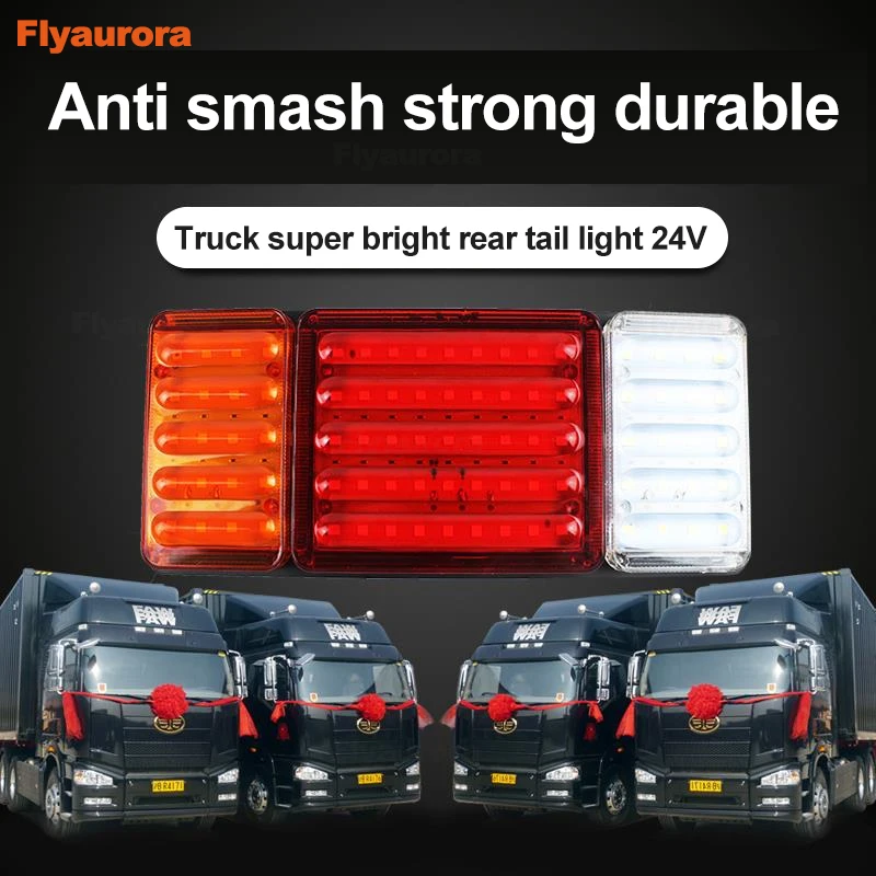 2Pc 24V Universal Car Truck led light Car External Lights Warning Tail Light Auto Trailer Truck Camper Lorry RV Lamps Red Amber