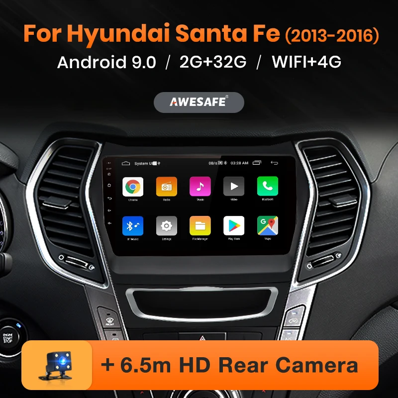 AWESAFE PX9 для Hyundai Santa Fe 3 2013 2014 2015 2016 автомобильный Радио мультимедийный видео плеер