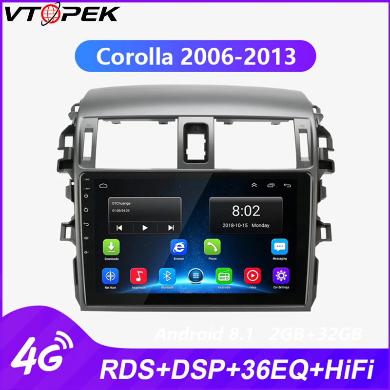 Vtopek Android автомобильный Радио мультимедийный плеер Зеркало Ссылка Авторадио для