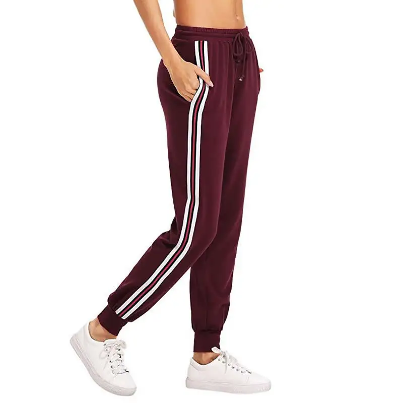 Модные Повседневные спортивные штаны для бега с боковой полосой Женская