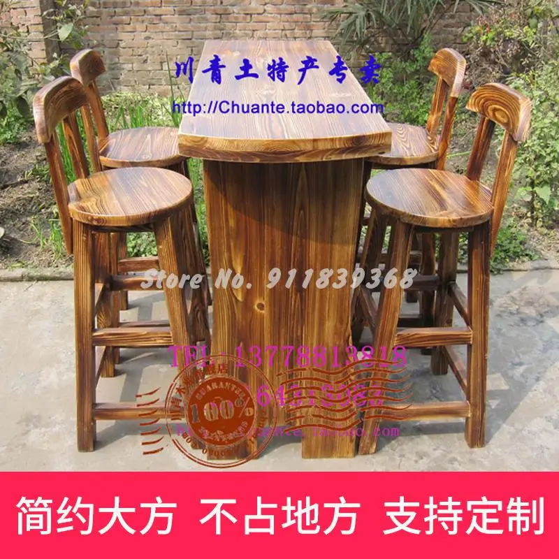 Барный стул из массива дерева в стиле ретро барный высокий детали для высоких