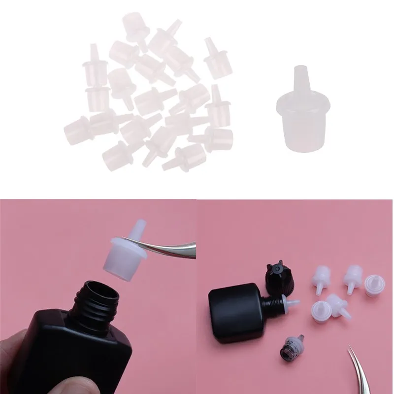 

20pcs Bottle Neck Eyelash Extensions Glue Bottle Stopper Eyelash Growth Liquid Container Sealing Replacement Head Special Plug