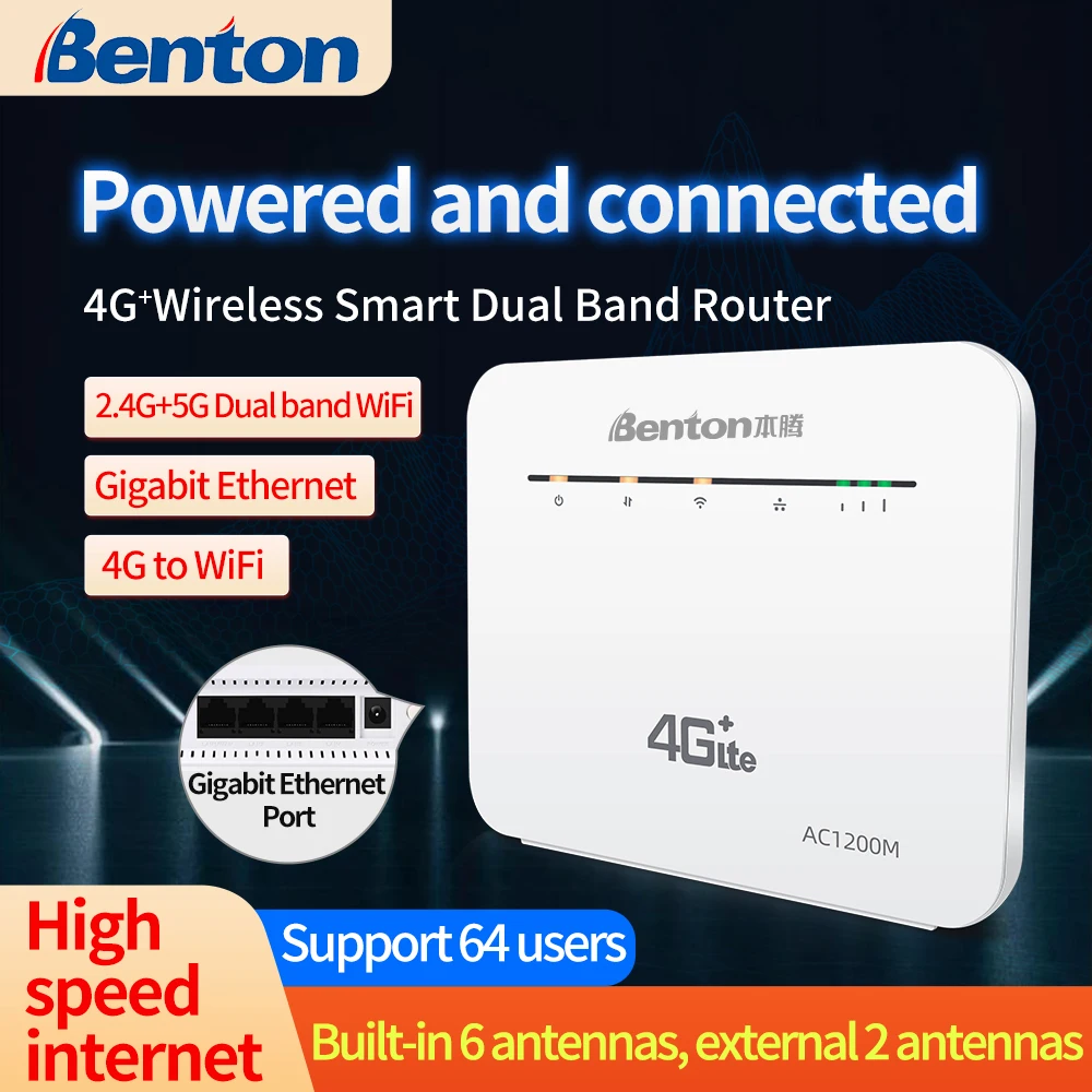 benton unlock modem 4g lte cat 6 wireless router 2 4g5g wifi adsl network adaptor up to 64 users enterprise industrial router free global shipping