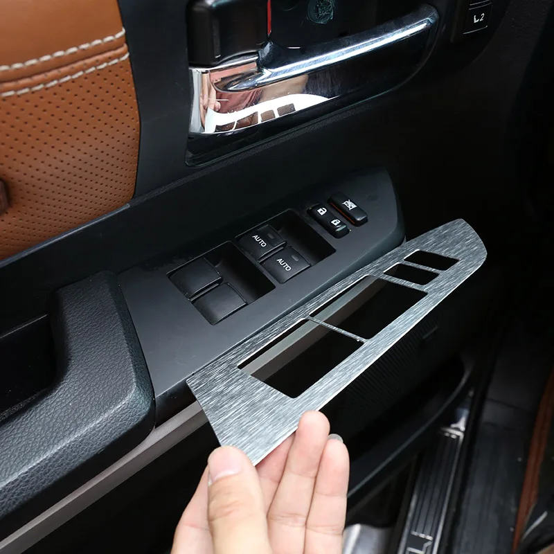 

For Toyota Tundra 2014-21 Car styling Stainless Silver/Black Car Window Lift Switch Buttons Frame Cover Stickers Car Accessories