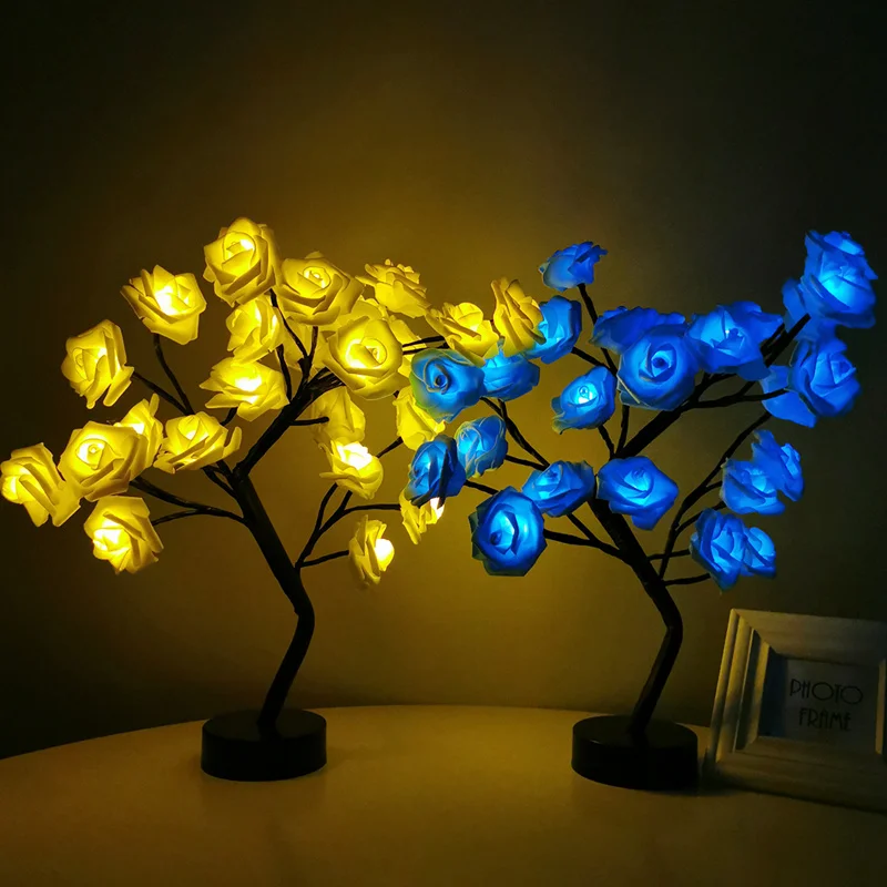 

Rose Flower Tree Lights LED Table Lamp USB Battery Night Lights Home Table Decorations Xmas Christmas Wedding Bedroom Decorative