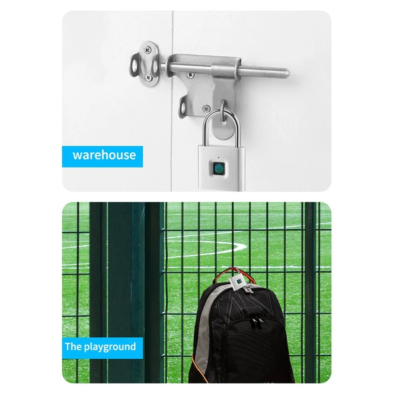 

Security Keyless USB Rechargeable Door Lock Fingerprint Smart Padlock Quick Unlock