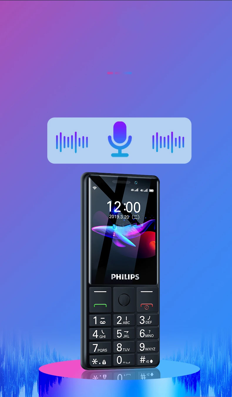 Philips E289 2,4 дюймов 1700 мАч Батарея Одна камера 4 Гб ПЗУ Поддержка карты памяти Dual SIM 4G старый человек клавиатура телефон