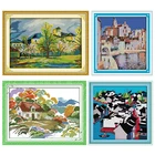 Радость воскресенье штамп вышивки крестом Наборы красивые деревни вышивка 11CT 14CT Счетный напечатаны рукоделие декорирование узорами комплекты