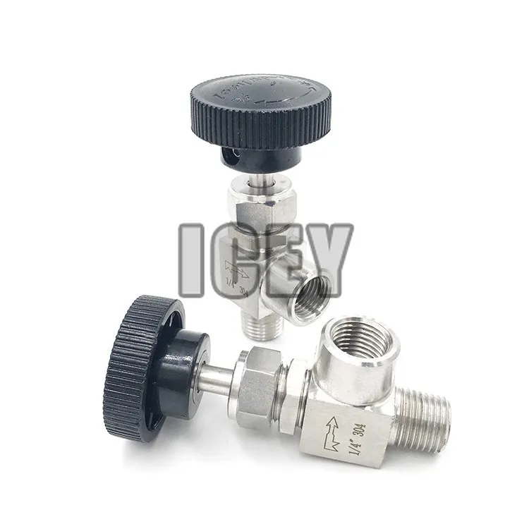 Игольчатый клапан, регулируемый под прямым углом 1/" с наружной резьбой SUS304, контроль потока, запорный кран