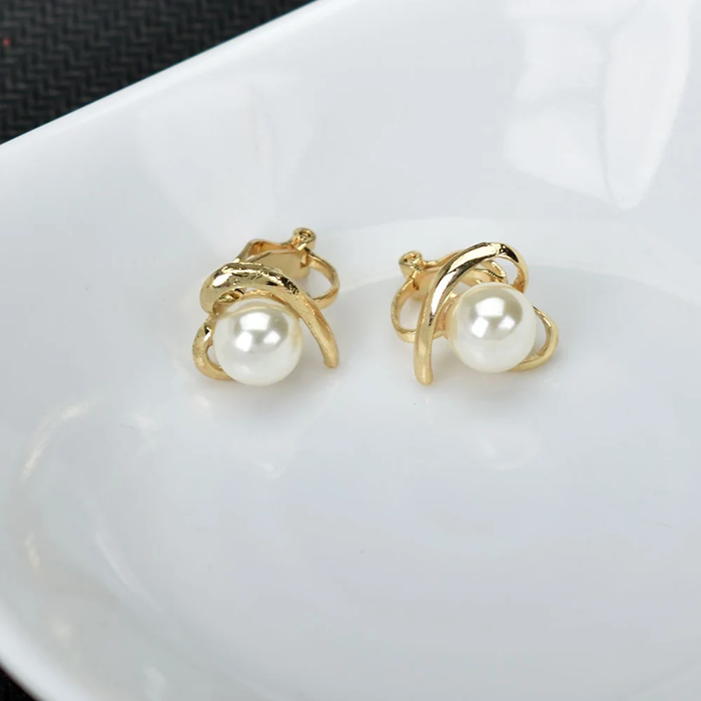 Женские серьги-клипсы с искусственным жемчугом Ювелирное Украшение золотого