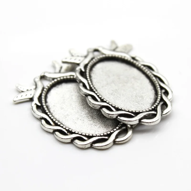 5шт/лот 18x25мм самостоятельно изготовленная основа для ювелирных изделий в форме овала стеклянного кабошона, античная бронзовая подвеска MC-101