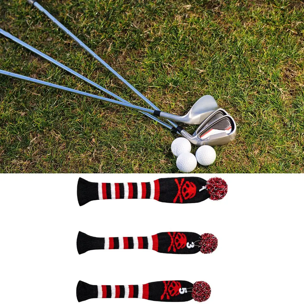 

3 Golf Wood Headcover Knitted Anti- Drivers Covers Head Cover Protection