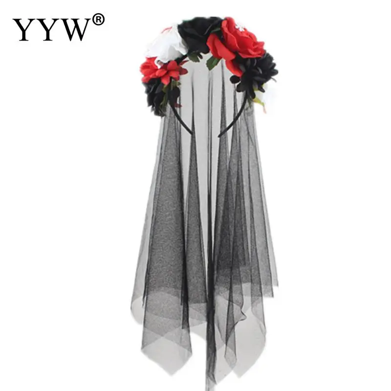 Свадебная гирлянда Роза цветок повязка на голову с Crape аксессуары для волос