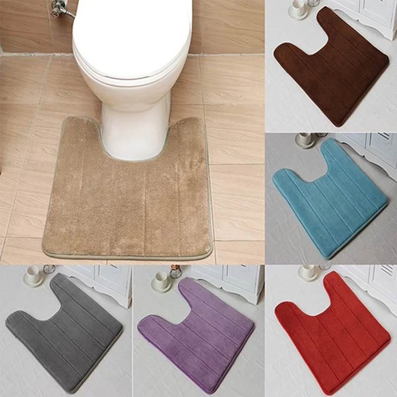

40x60cm U Shaped Ctton Bath Mat Anti Slip for Home Bathroom Living Room Kitchen