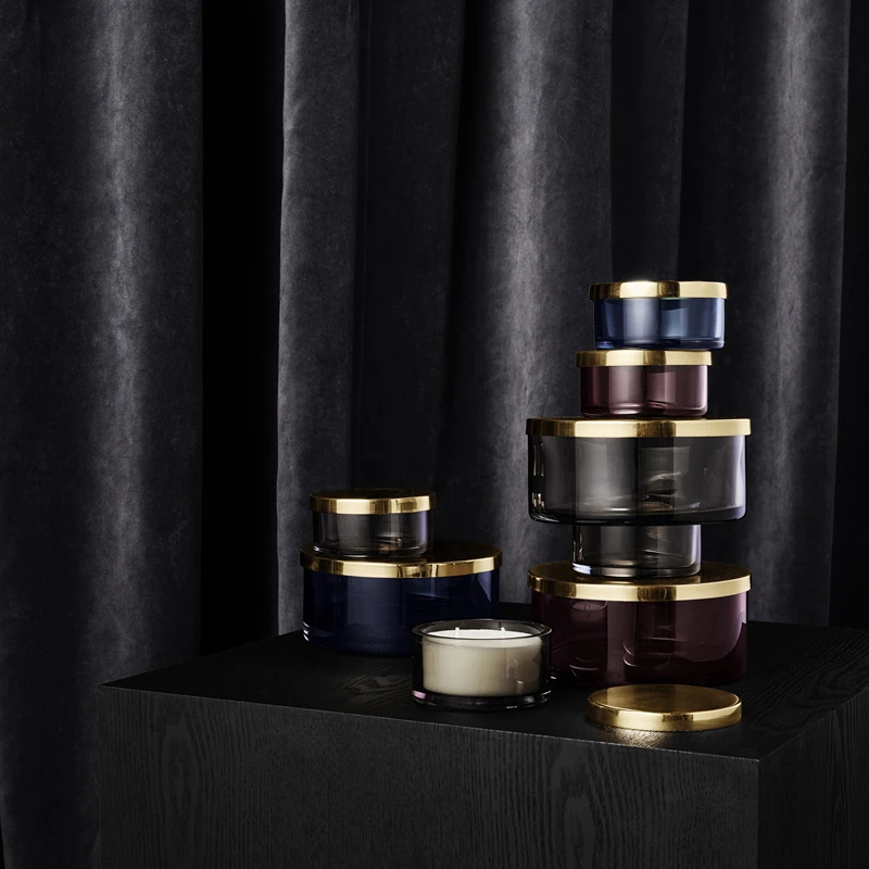Цилиндрическая стеклянная банка для конфет TOTA латунная хранения крышек шкатулка
