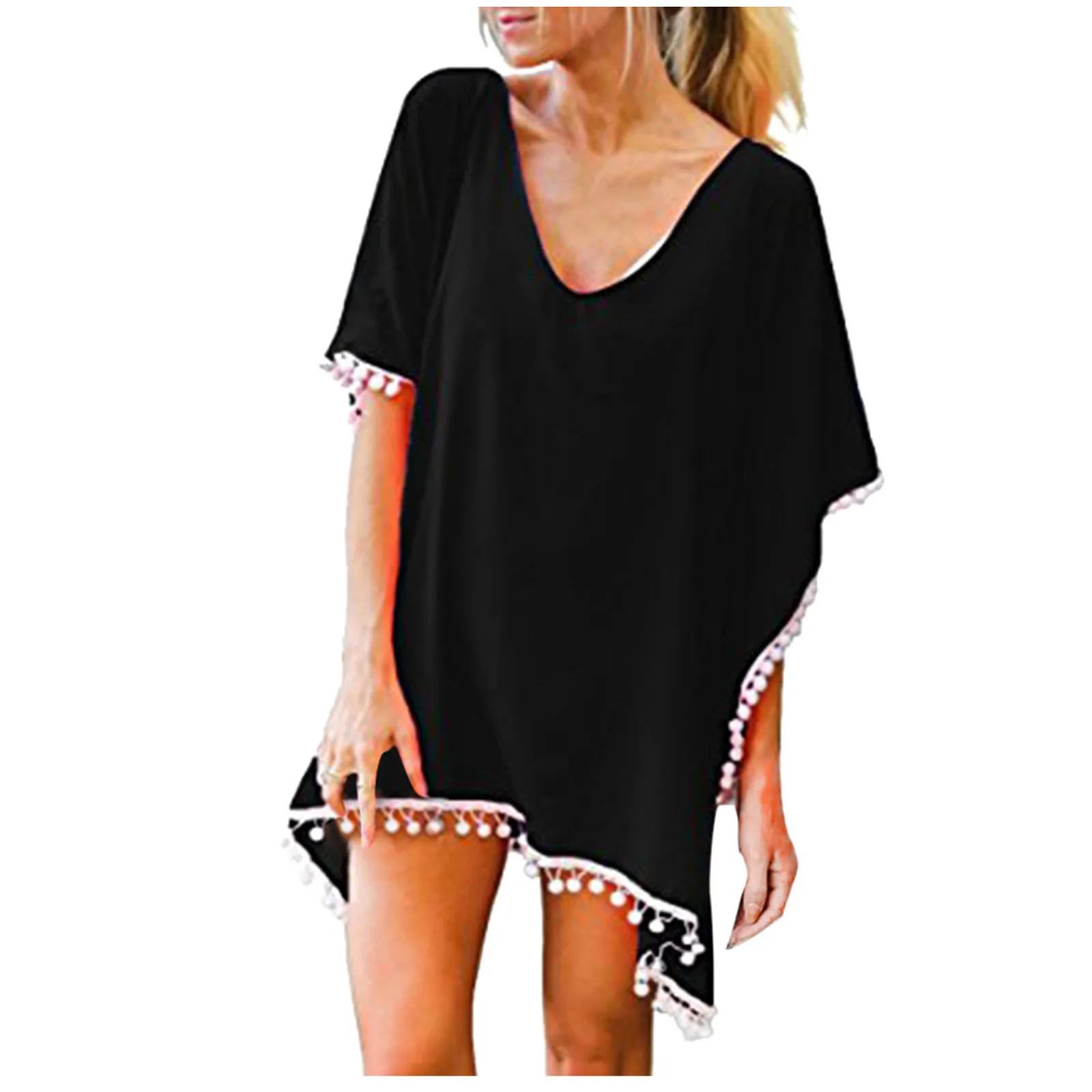

Swimwear Women Bikini Fringe Trim Sexy Dress Summer Bathing Suit Beachwear Loose Cover Up Tops Купальники Женские 2021