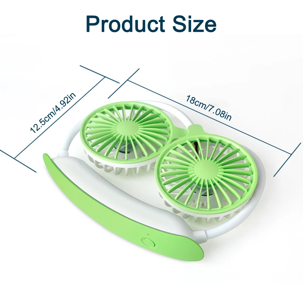 

USB portable fan cold fan hands free neck fan hanging rechargeable mini sports fan 3-speed adjustable neck dual fan Home Office