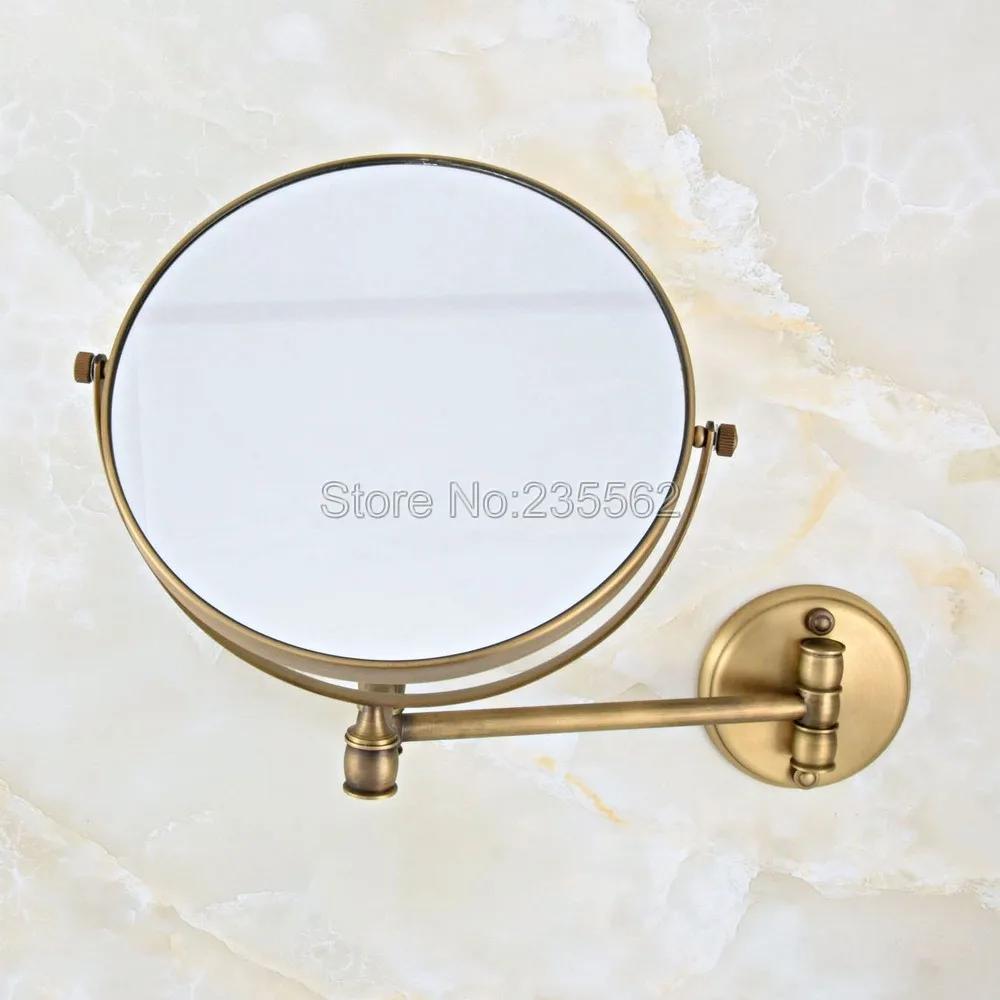 

Antique Brass Folding Dual Arm Extend Bathroom Makeup mirrors 1:1 and 1:3 magnifier Cosmetic Bathroom Wall Mirror Lba635