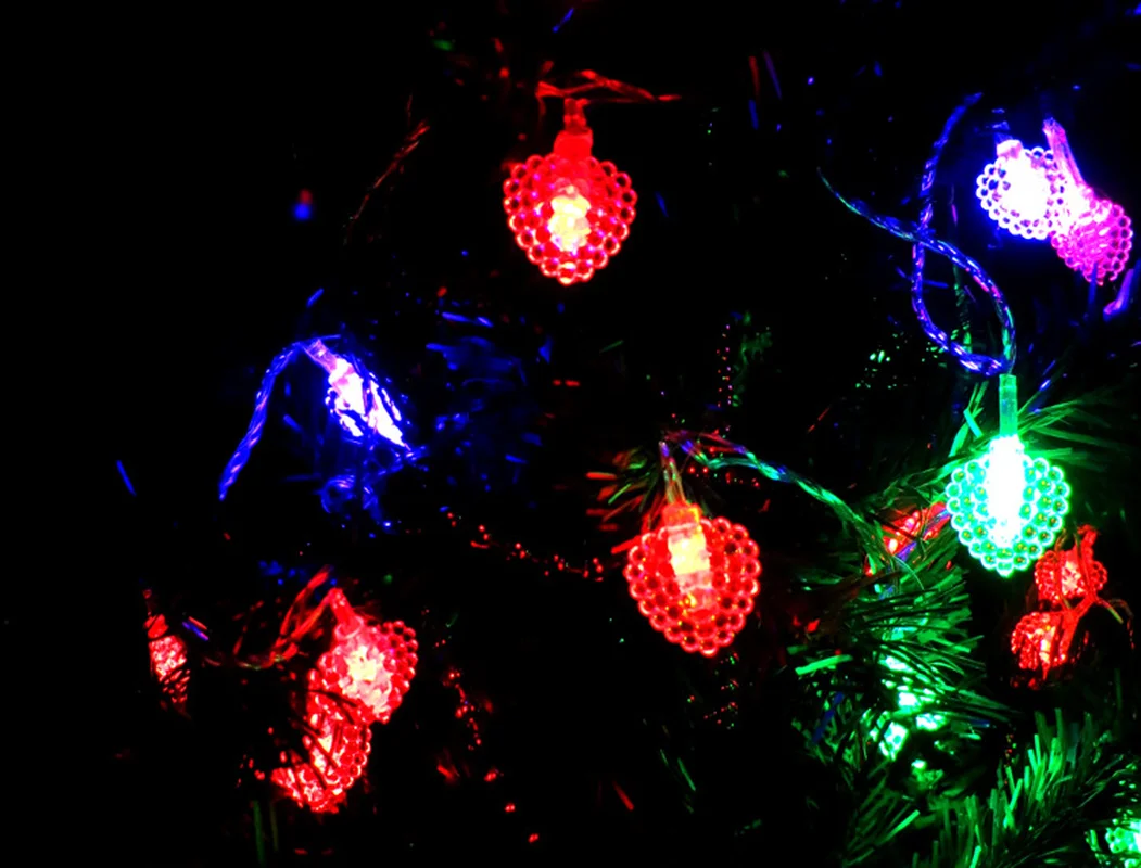 Рождественская светодиодная подсветка в форме сердца с вилкой европейского