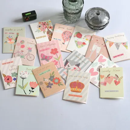 

15pcs Mini Greeting Card Gift Birthday Card Best Wishes Small Flower Card