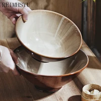 1pc relmhsyu japanese style retro ceramic hat large soup noodle ramen dessert fruit restaurant household tableware