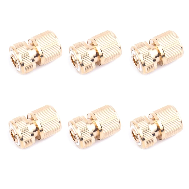 

LBER Brass 1/2 Hose Quick Connector Garden Tap Garden Irrigation Hose Connector Pure Copper Adapter 6Pcs