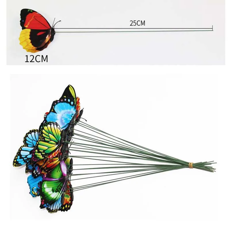 

Xf Simulation Butterfly 12cm Double Pole Butterfly Gardening Garden Flower Arrangement Grass Butterfly Flower Pot Decoration