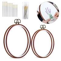 kaobuy 34pcs pack oval embroidery hoop imitated wood display frame with embroidery needles for art craft sewing