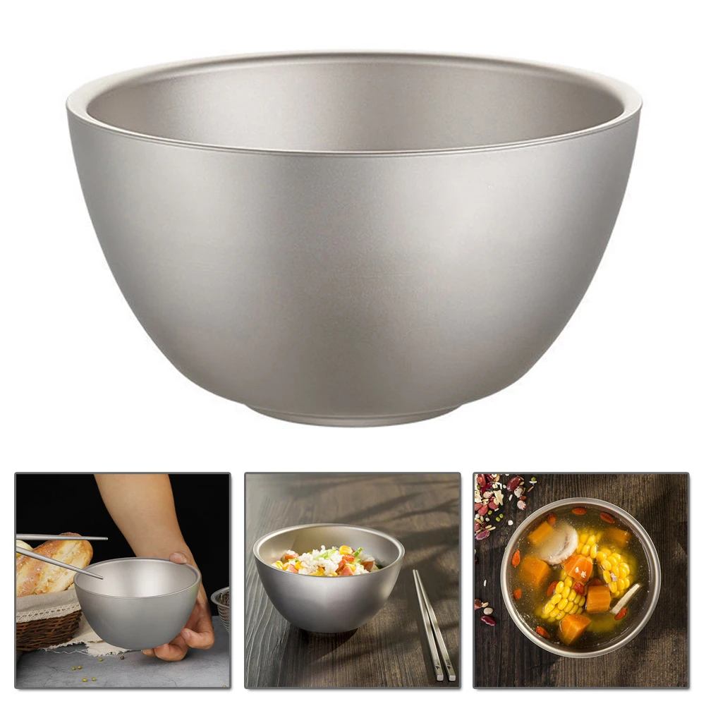 

New 550ml Pure Titanium Rice Bowl, Children's Health Care Tableware, Double-layer Insulation, Drop-proof Portable Small Bowl
