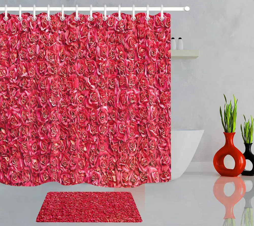 День Святого Валентина занавеска для душа красная роза цветочный принт ванной