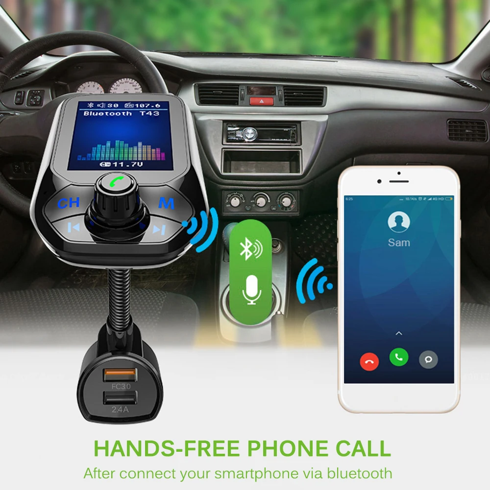 Автомобильный FM-трансмиттер AOZBZ Bluetooth 5 0 FM-модулятор mp3-плеер приемник двойное