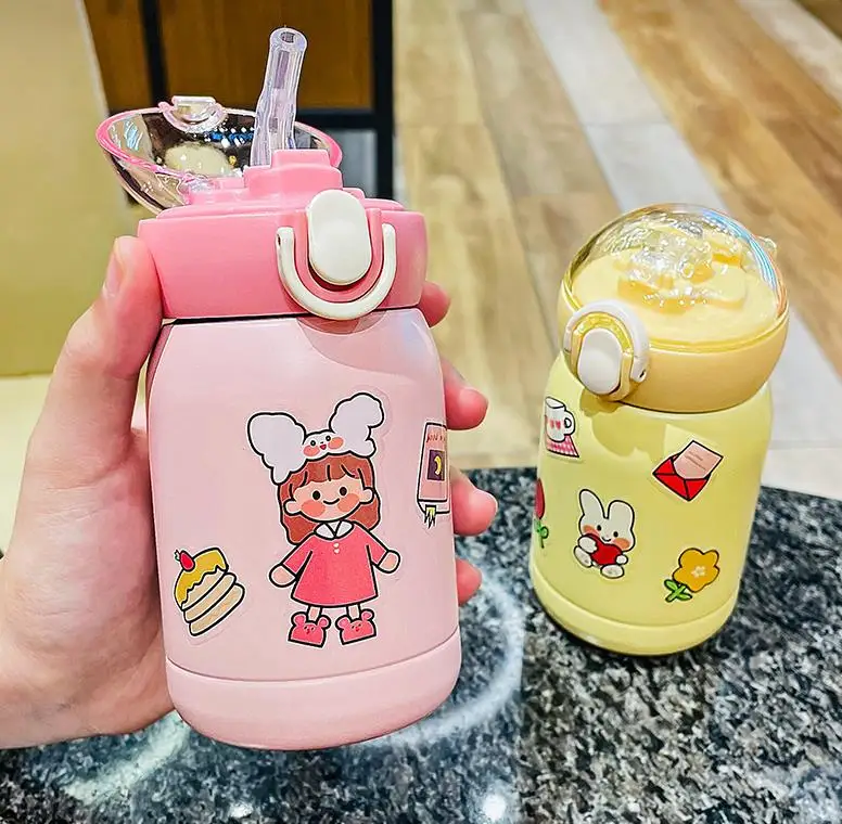 

JY Water Bottle Child Students Keep Warm Learning Drinking Cup Sticker With Strap 200ml 300ML