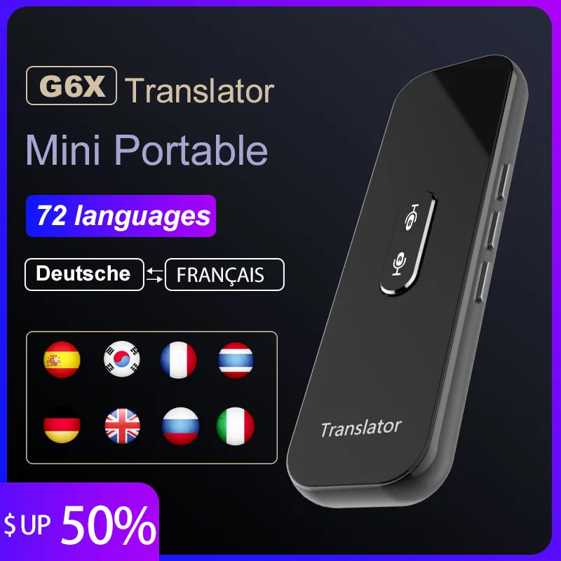 

HGDO Mini Wireless Smart Translator 68 Languages Two-Way Real Time Instant Voice Translator APP Bluetooth 4.2 Multi-Language