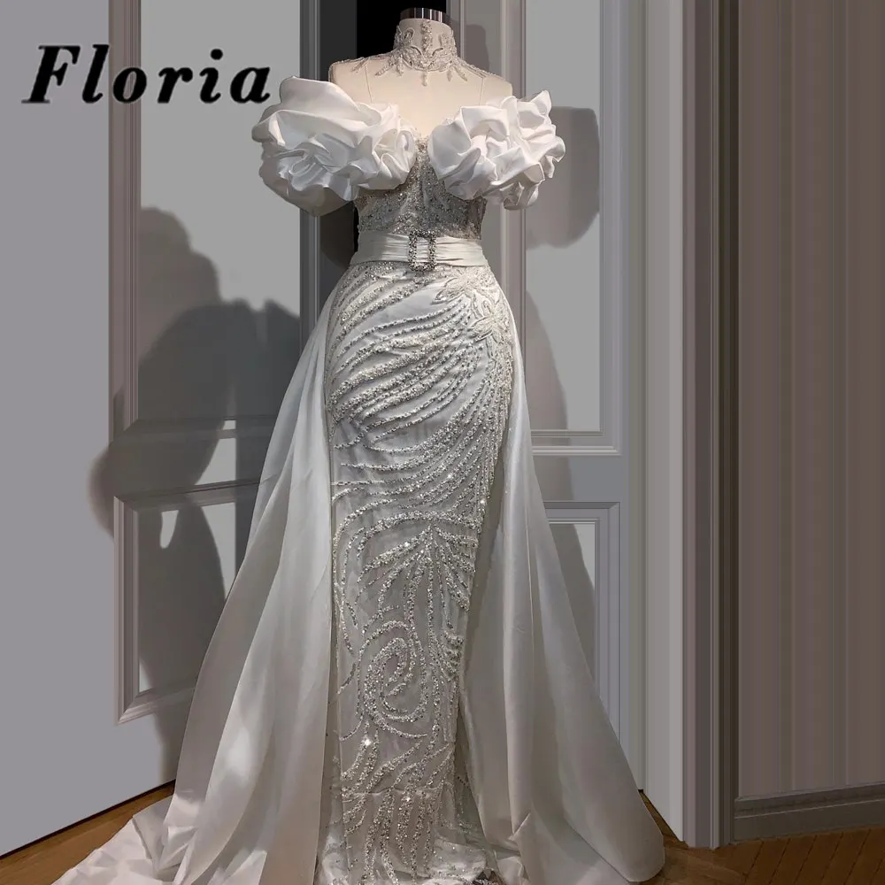 

Handmade Beaded Formal Gowns Evening Dresses 2021 Robe De Soiree Turkish Kaftans Satin Illusion Neck Prom Dress Party Night Gown
