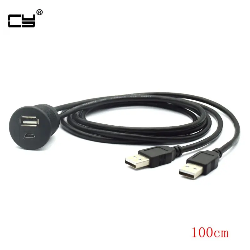 2 порта двойной USB2.0 micro USB штекер к женскому AUX заподлицо автомобильное крепление