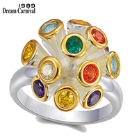 dreamcarnival1989 original flower ring for women multi colors zirconia delicate feminine jewelry rings dating must have wa11776