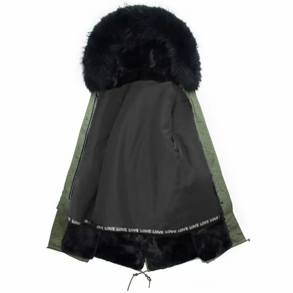 Thomas Tina Real fox Fur Coat Winter Jacket Women Long Parka Big Natural Raccoon Collar Hood Rabbit fur linner outwearing | Женская