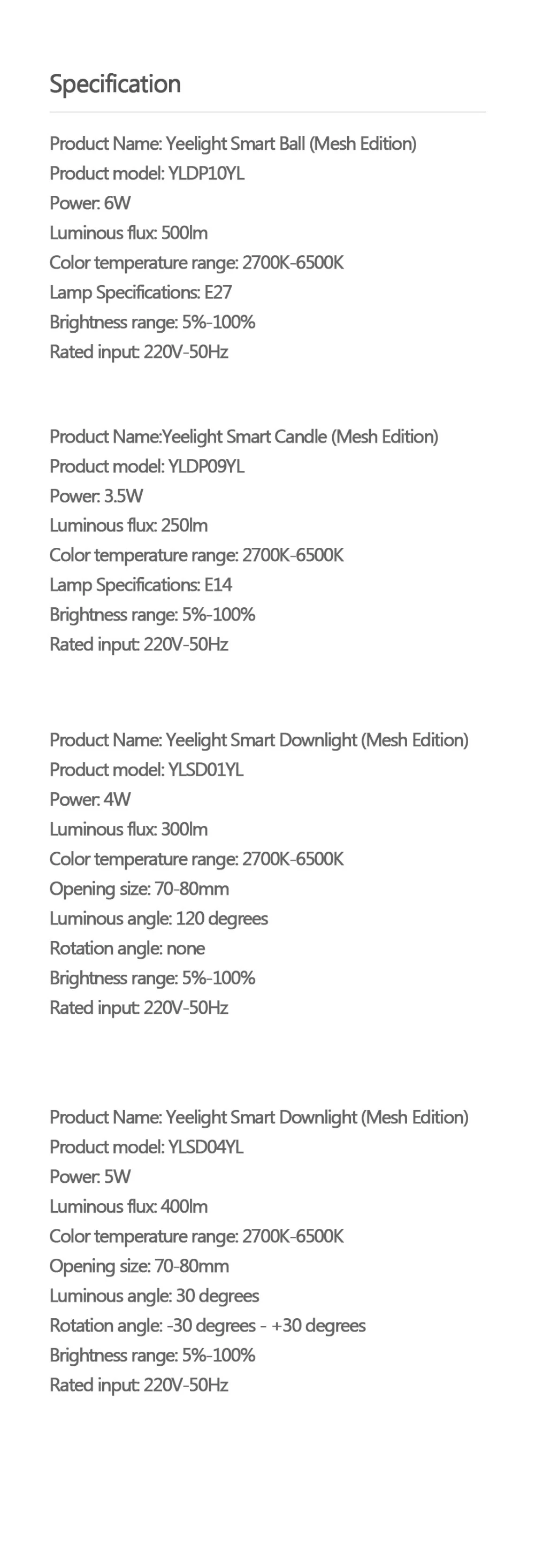 Xiaomi Mijia Yeelight умный Bluetooth светильник умный прожектор умная лампа работает с Yeelight шлюз для приложения MiHome