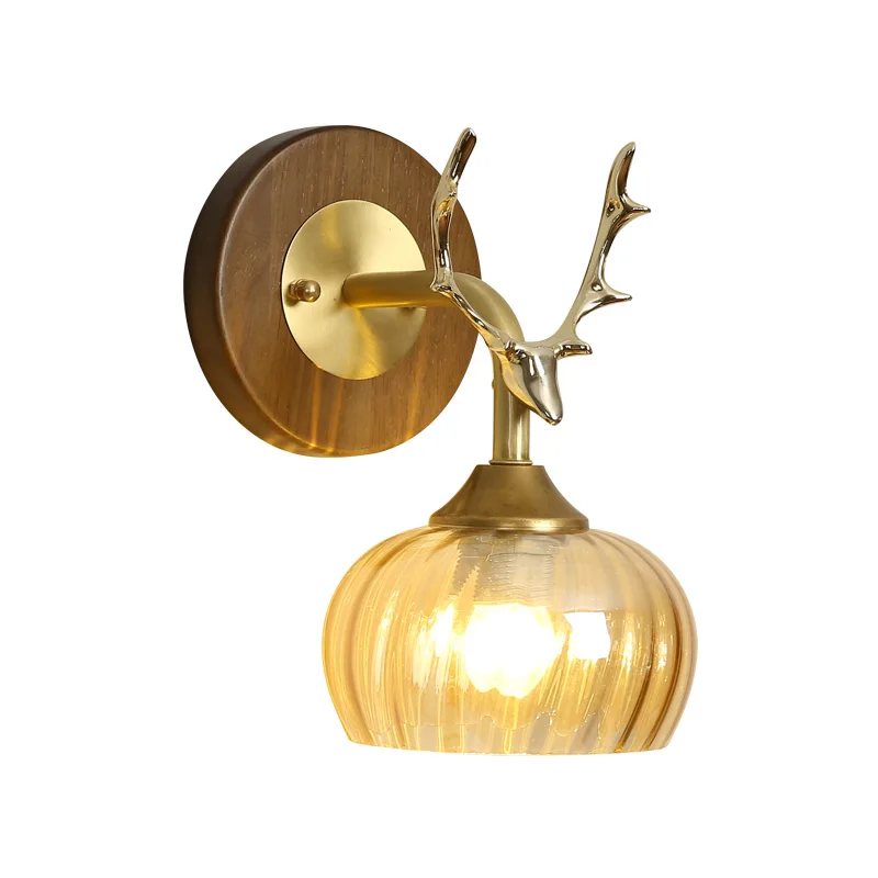 Настенный светильник в китайском стиле из массива дерева для спальни