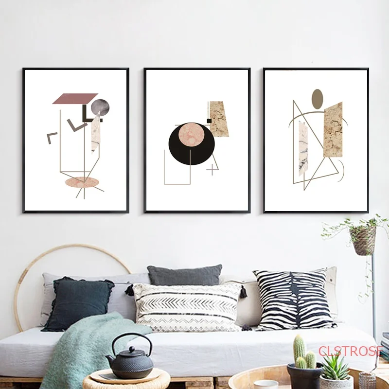 

Minimalist Literary Geometric Canvas Painting Abstract Poster Nordic Decoration Home Art Wall Pictures For Living Room No Frame