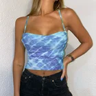 Новинка, женские топы Croptops без рукавов, пикантные зеленые топы с завязкой на спине, летние модные уличные наряды, майки, топы