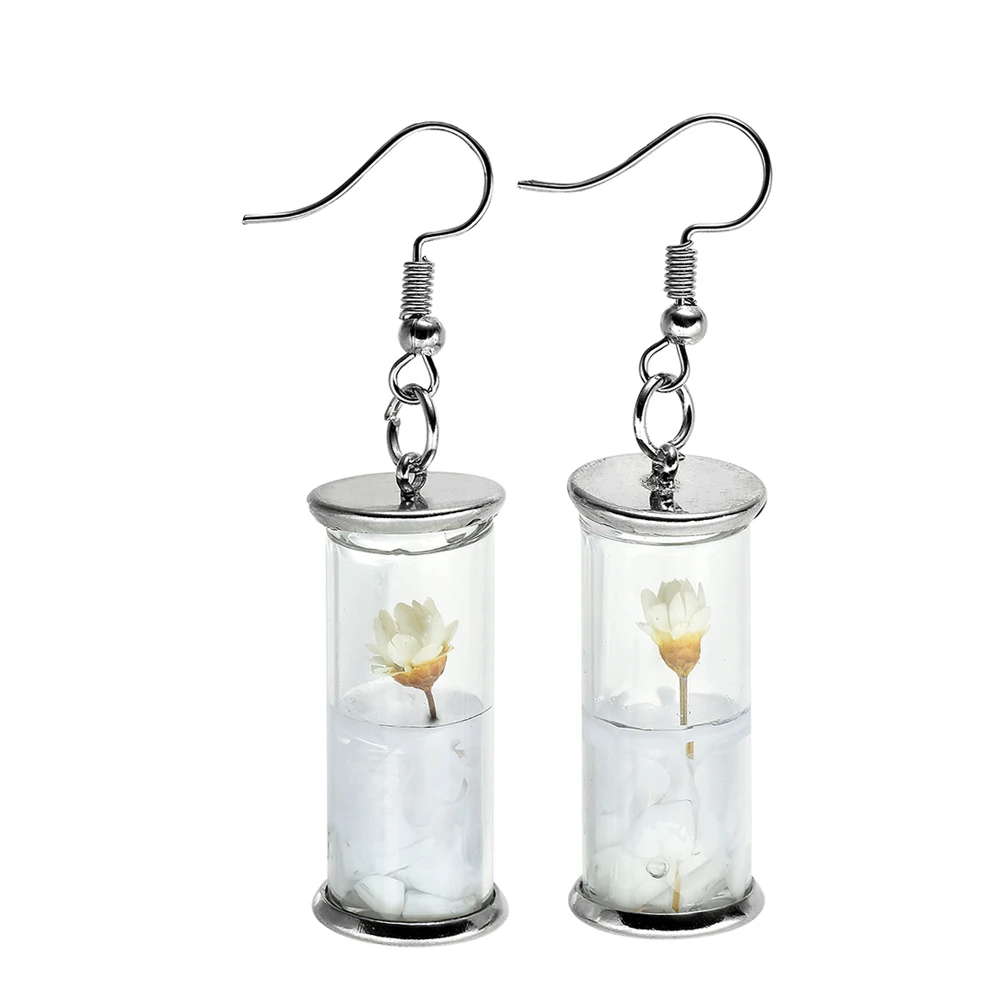 Модные неувядающие серьги в виде сушеных цветов с дрифтом бутылке Стеклянные
